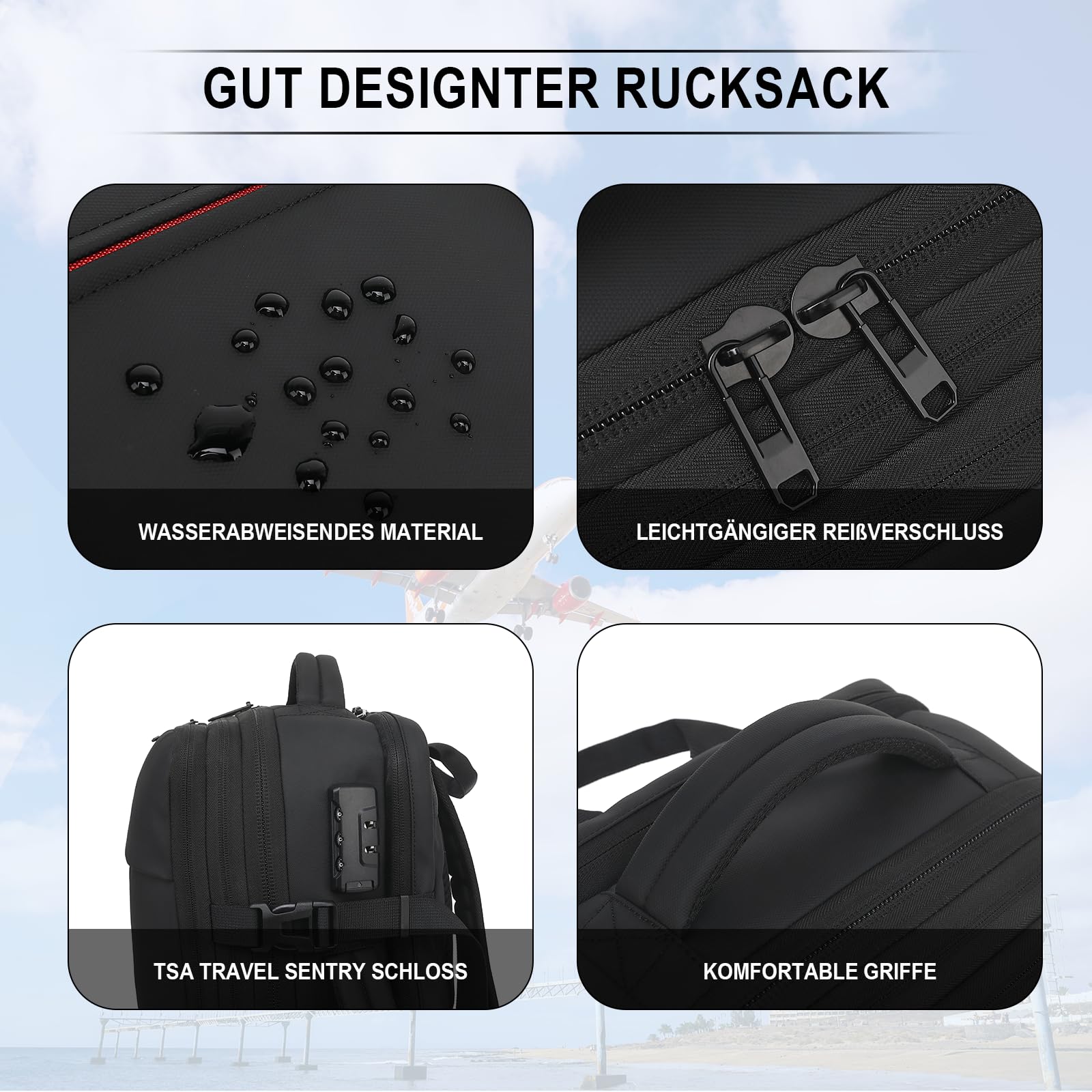 Zaino sottovuoto, bagaglio a mano, espandibile per viaggi, con porta di ricarica USB | Zaino per bagaglio a mano, sottovuoto, per laptop, pompa integrata, viaggi d'affari e campeggio