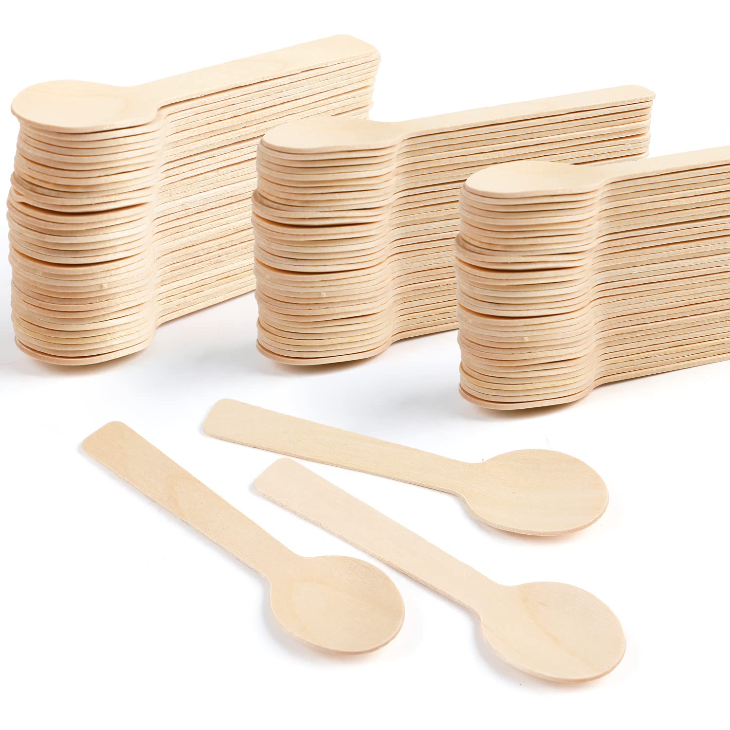 VEYLIN Disposable Small Wooden Spoons,200 Pieces Wooden Mini Ice Cream Spoons for Kids Ice Cream Baby Shower Party Tableware