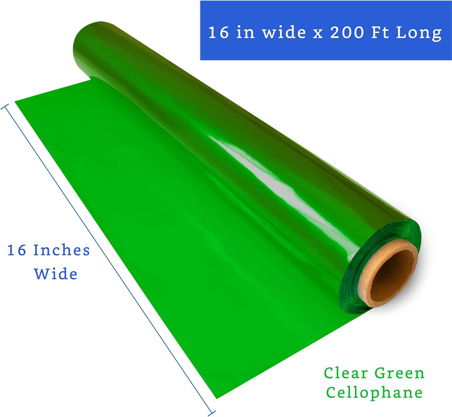 FIESTA WRAPS Clear Cellophane Wrap Roll (31.5 in x 110 ft each) and Green Cellophane Wrap (16 in x 200 ft each)