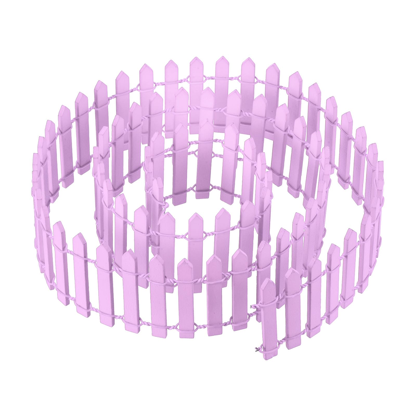 PATIKIL 39" L x 2" H Miniature Fairy Garden Fence, Mini Ornament Wood Picket Fence for DIY Dollhouse Garden, Purple