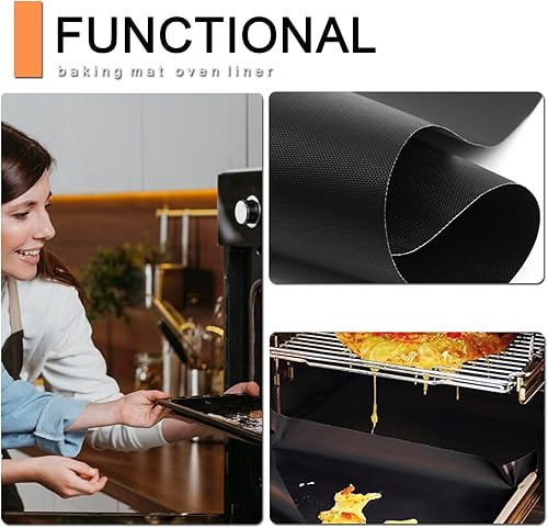 Miniatura 6 de Revestimientos para horno para la parte inferior del horno, paquete de 5 tapetes grandes y resistentes, 17 x 25 pulgadas, antiadherentes,