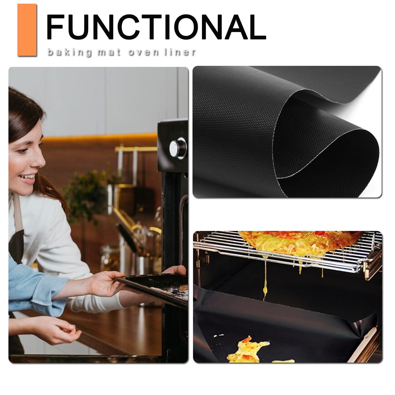 Forros de horno para la parte inferior del horno, paquete de 5 alfombrillas grandes y resistentes, 17 x 25 pulgadas, revestimiento antiadherente reutilizable para eléctricos, gas, hornos tostadores