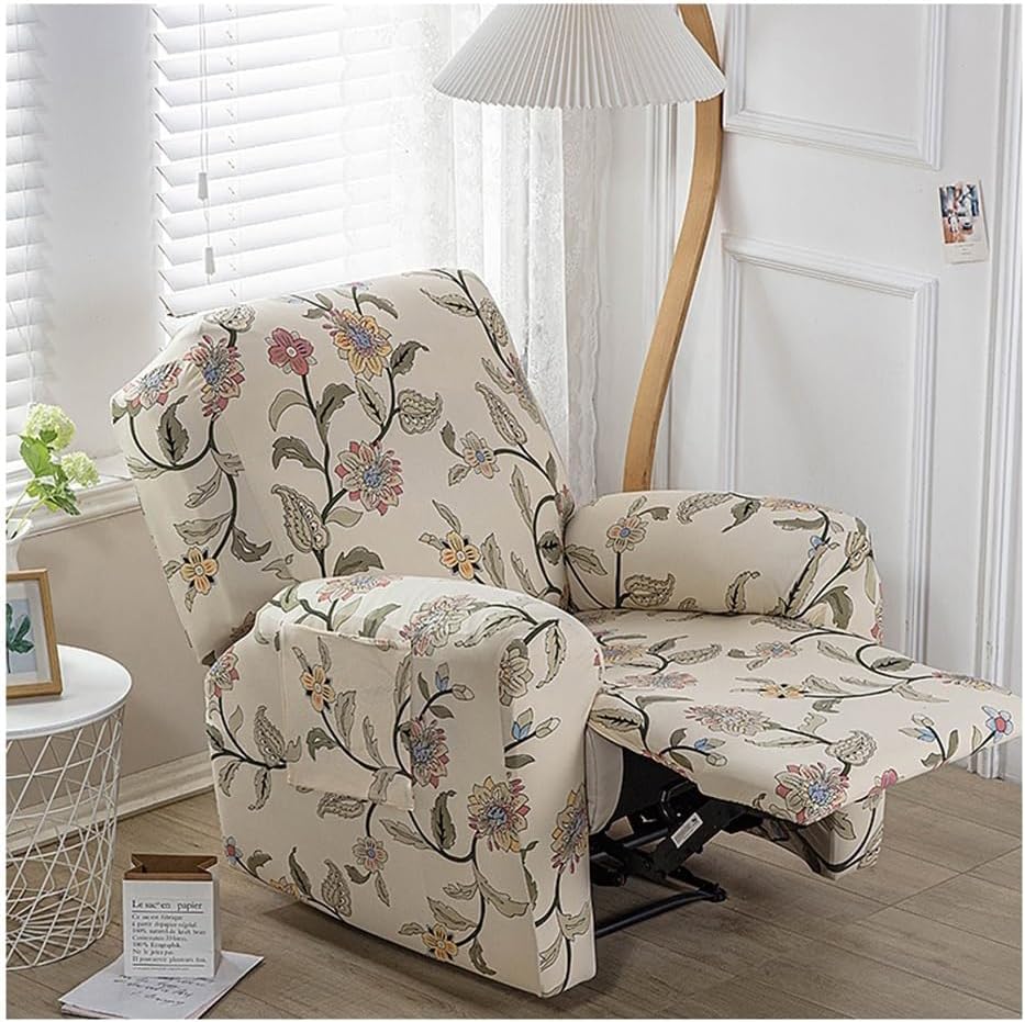 Recliner Slipcover Recliner Chair Cover 4-Pieces Lazyboy Recliner Covers Recliner Couch Covers Non Slip Reclining Slipcovers with Storage Pockets Furniture Protector for Living Room ( Color : #16 )