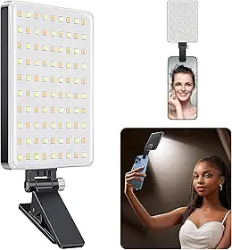 Luz de selfie portátil de 84 LEDs, recarregável, 2000 mAh, CRI 97+, 3 modos de luz para celular, iPhone, webcam, laptop, fotos, maquiagem