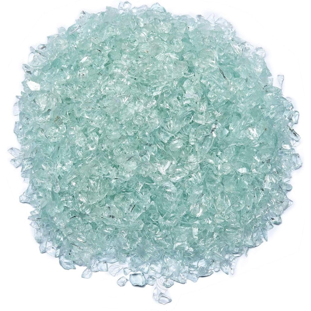 R H LIFESTYLE Crushed Glass/Fire Pits for Resin Art High Luster Fire Glass Used Specially for Resin Art/Geode Art Fire Pit Crafts (Aqua Green 3mm, 900G)