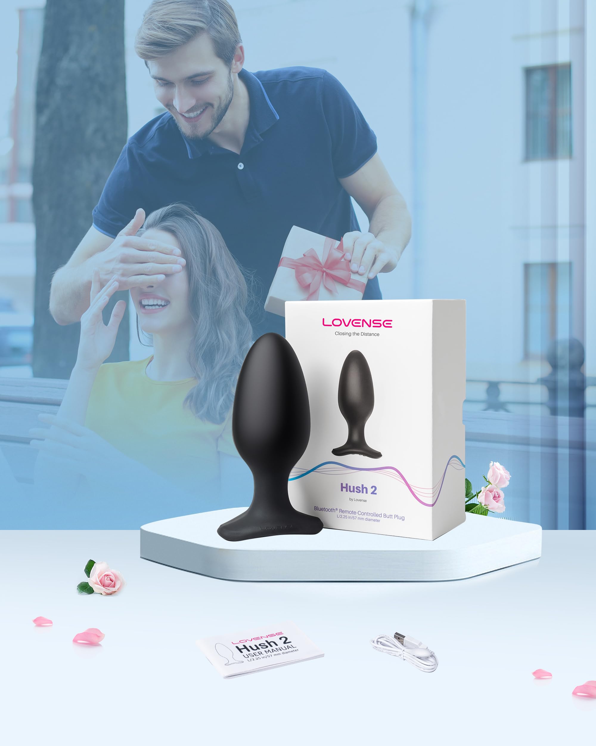 LOVENSE Hush 2 Bluetooth Butt Plug Vibratori Anali 2.25 Inch, Anale Plug Uomo Donna, Controllo Dell'App per Smartphone, Sex Toys per Coppie Donna Uomo