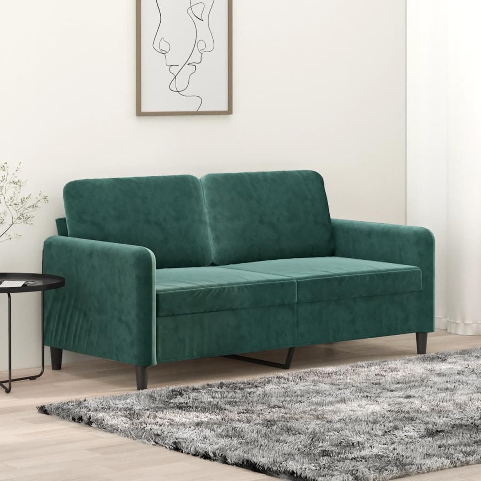 Gecheer Divano a 2 Posti Verde Scuro 140 cm in Velluto