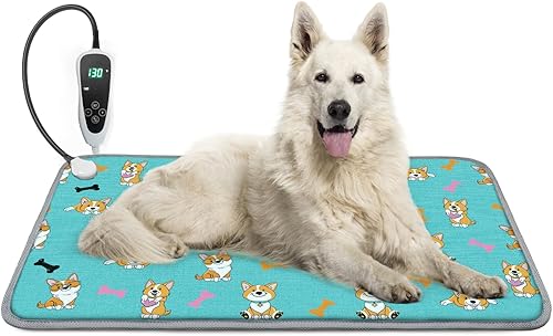 Miniatura 10 de Almohadilla térmica para mascotas de 22 x 18 pulgadas, almohadillas térmicas para gatos, interruptor de termostato inteligente impermeable, cama