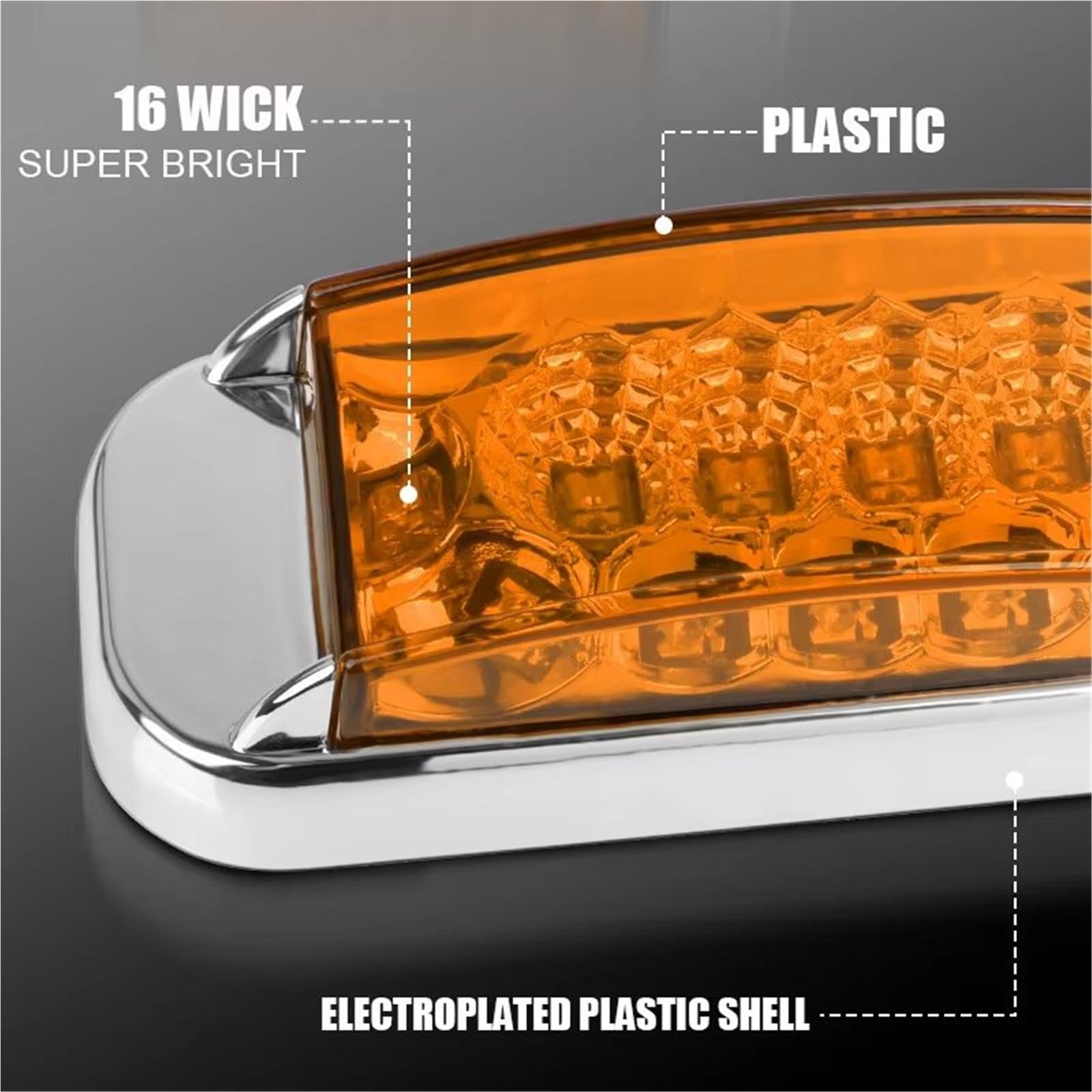 Genérico Intermitente coche Luz LED De Posición Lateral Camión Lámpara 12V Y 24V Indicador Freno Luces Señal Giro Impermeables Para Furgoneta Indicador de dirección(10pcs Yellow Light)