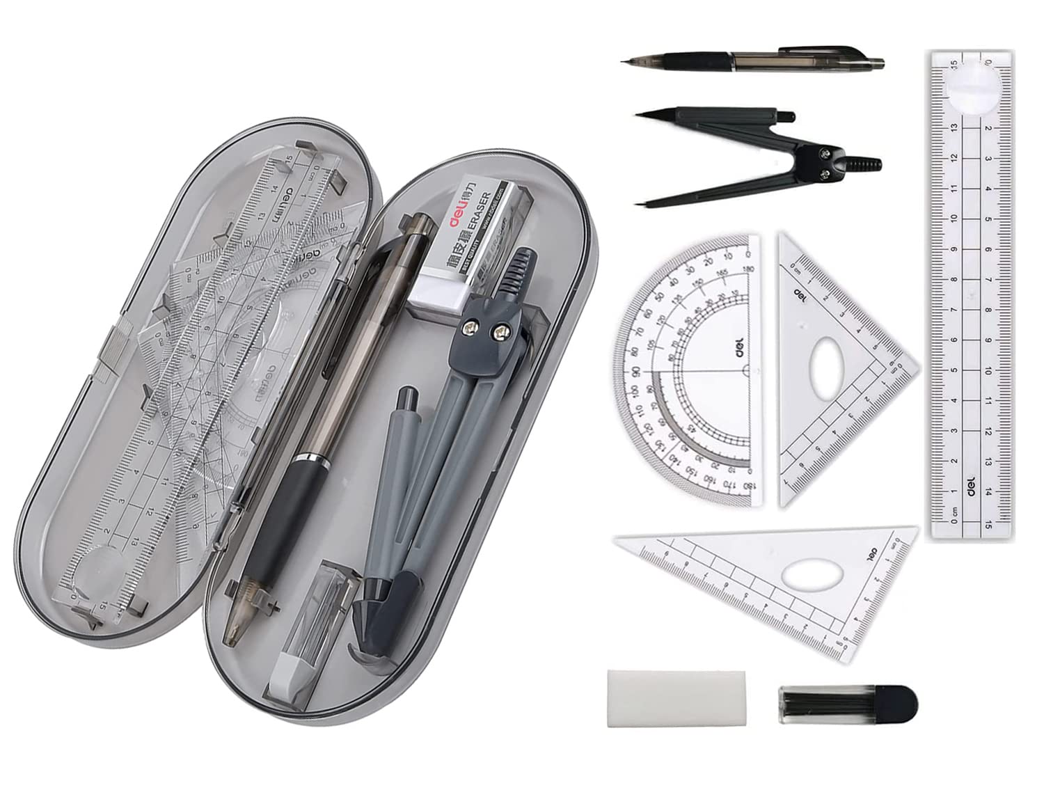 Protractor Math Compass Set Square Geometry Set Maths Set - Geometry Compasses Set 10pcs School Protractor ...