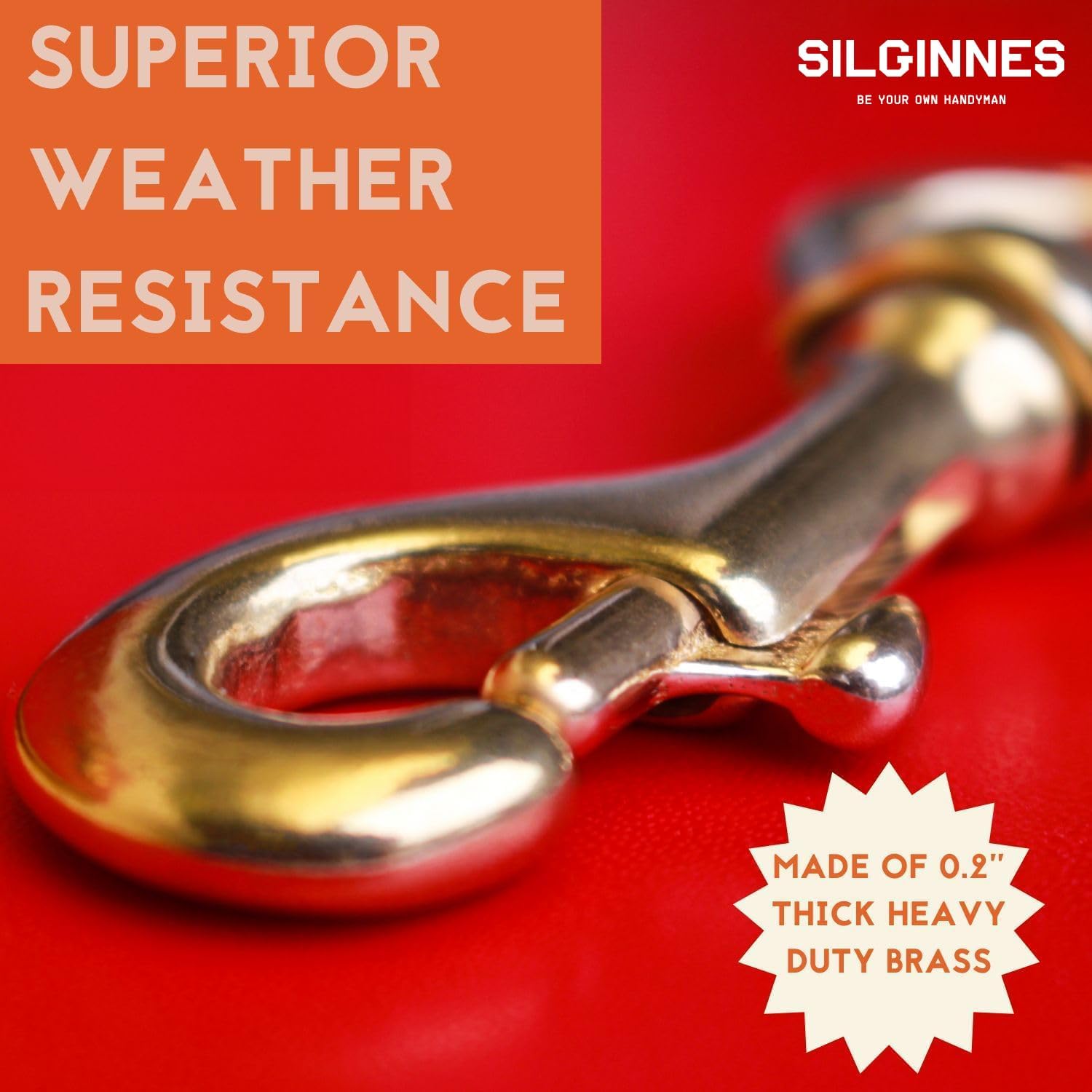 Flag Clips for Rope 4-Pack - Durable 3.2” Bronze Brass Snap Clip with Swivel Eyelet - Best for Flag Poles with Halyard Rope - 4 PCS Flag Pole Clips by Hieno Supplies - Flag Rope Clips for Flagpole - Image 4