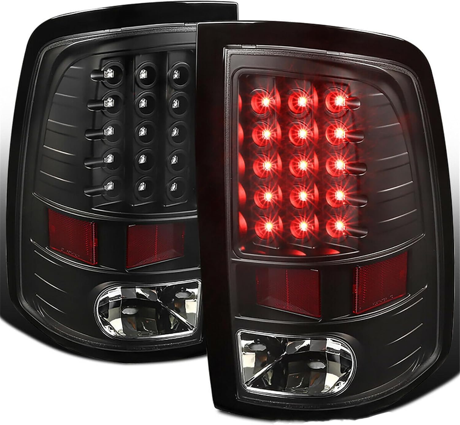 WFLNHB Black Tail Lights Brake Reverse Lamps Assembly Replacement for 2009-2018 Driver Side and Passenger Side 55277414AC 55277415AC 55277414AB