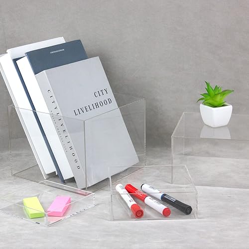 Miniatura 5 de Caja de exhibición de cubo de acrílico transparente, soportes de acrílico de cristal de 5 lados, base organizadora cuadrada transparente para