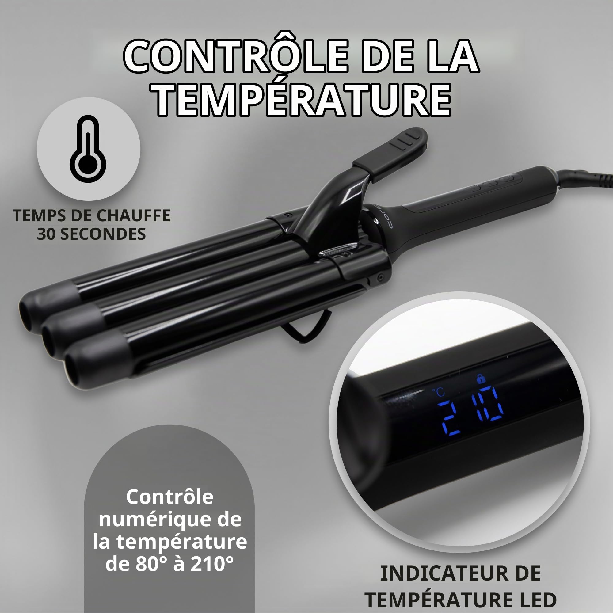 Corioliss Boucleur à Cheveux | Fer à Boucler 3 Têtes | Onduler et Friser 25 mm Triple Waver
