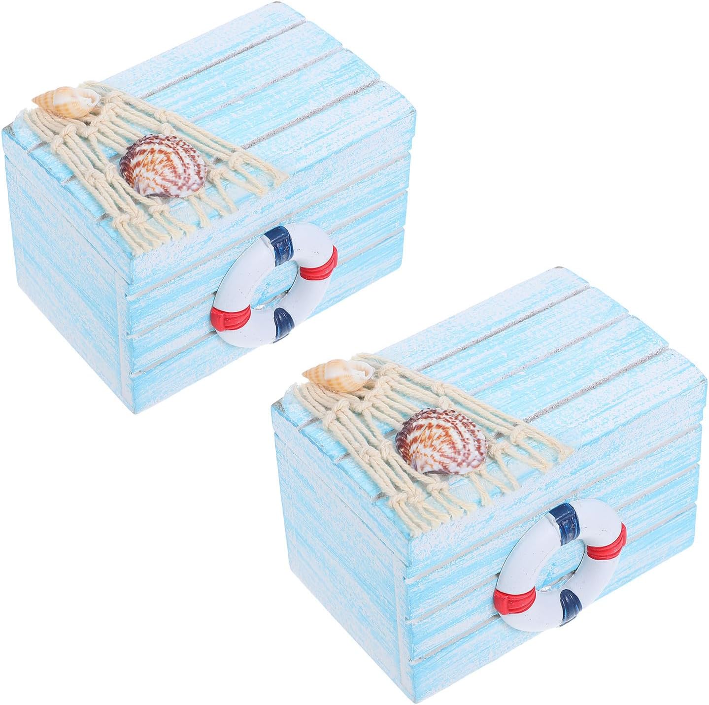 FRCOLOR 2pcs Ocean Inspired Wooden Jewelry Box for Bracelets