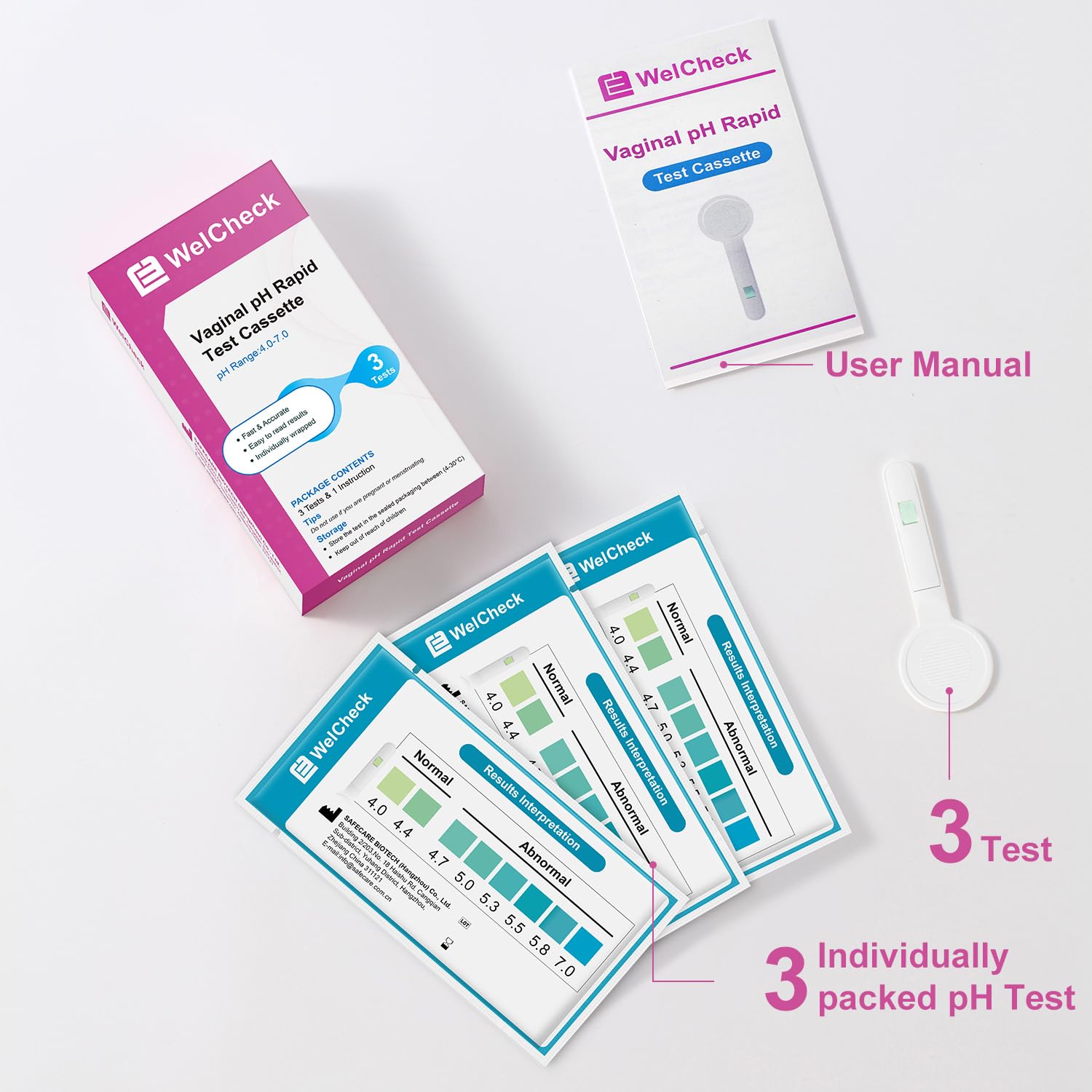 Vaginal pH Test Strips, Vaginal Yeast Infection Test Strips, Feminine pH Test, BV Test Strips pH Balance for Women, 3 Pcs