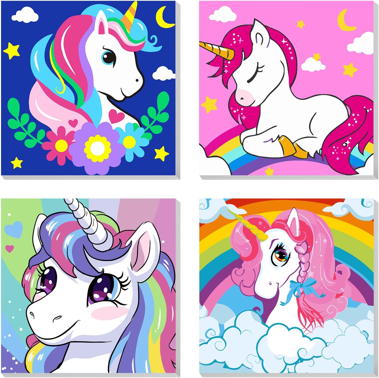 4 Pack Cartoon Paint by Numbers Kids With Frame, Cartoon Paint by