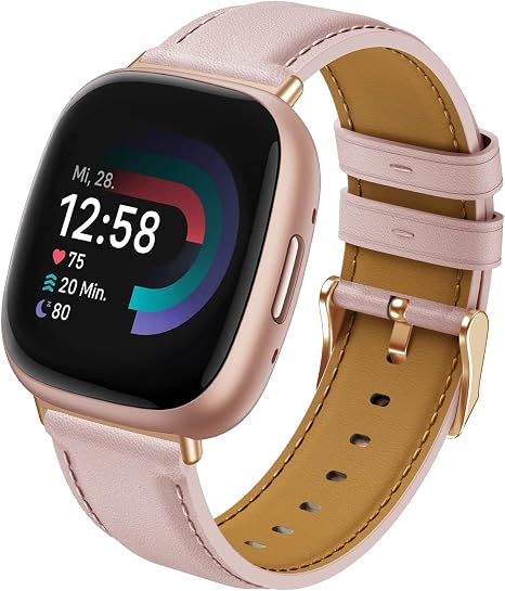 Bracelets Cuir Véritable Pour Fitbit Versa 4 / Versa 3 / Sense 2 / Sense - Élégants Et Confortables