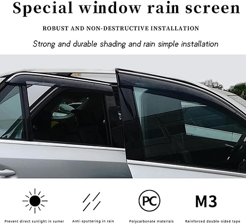 Miniatura 5 de Deflector de ventana lateral para P-eugeot 301 2012-2019 Protectores de lluvia para ventana de automóvil, protector de lluvia para ventana lateral,