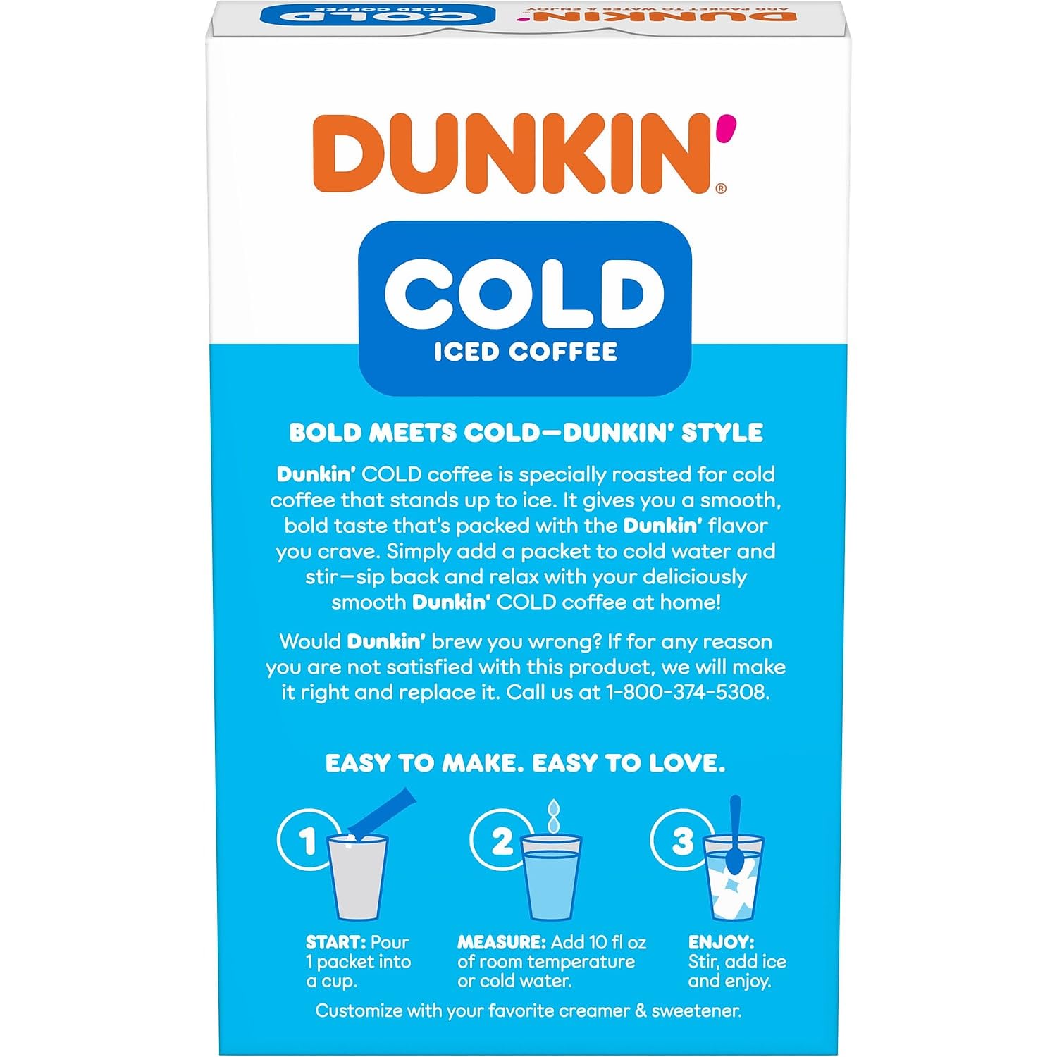 Dunkin' Cold Powdered Single Serve Instant Coffee Packs, 6 Stück