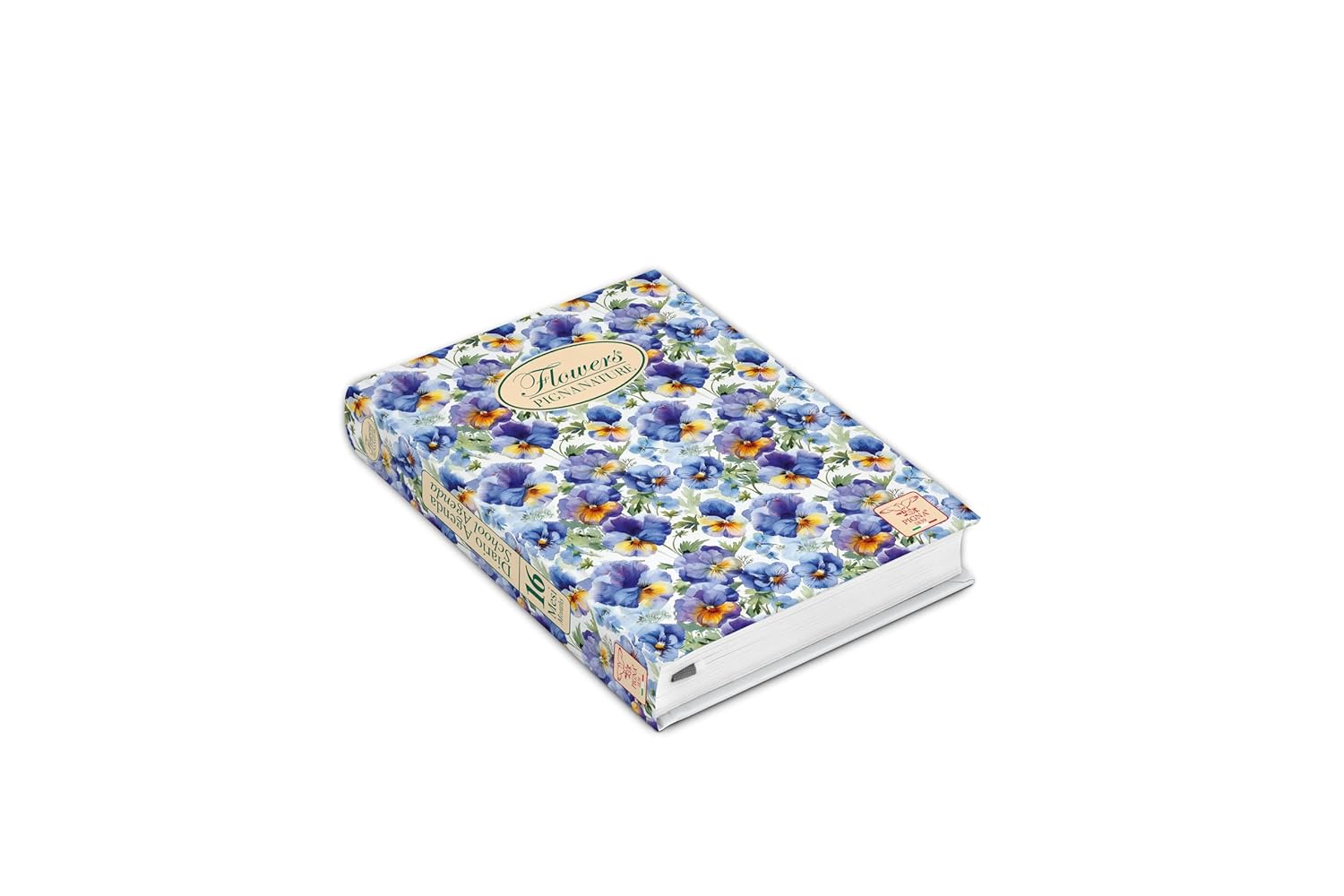 Pigna, School Diary 16 Months Natural Flowers, 448 Pages, Padded Hard Cover, Format 11.8 x 16.5 cm, Personal Appointment Calendar, Free Date, Violet Theme