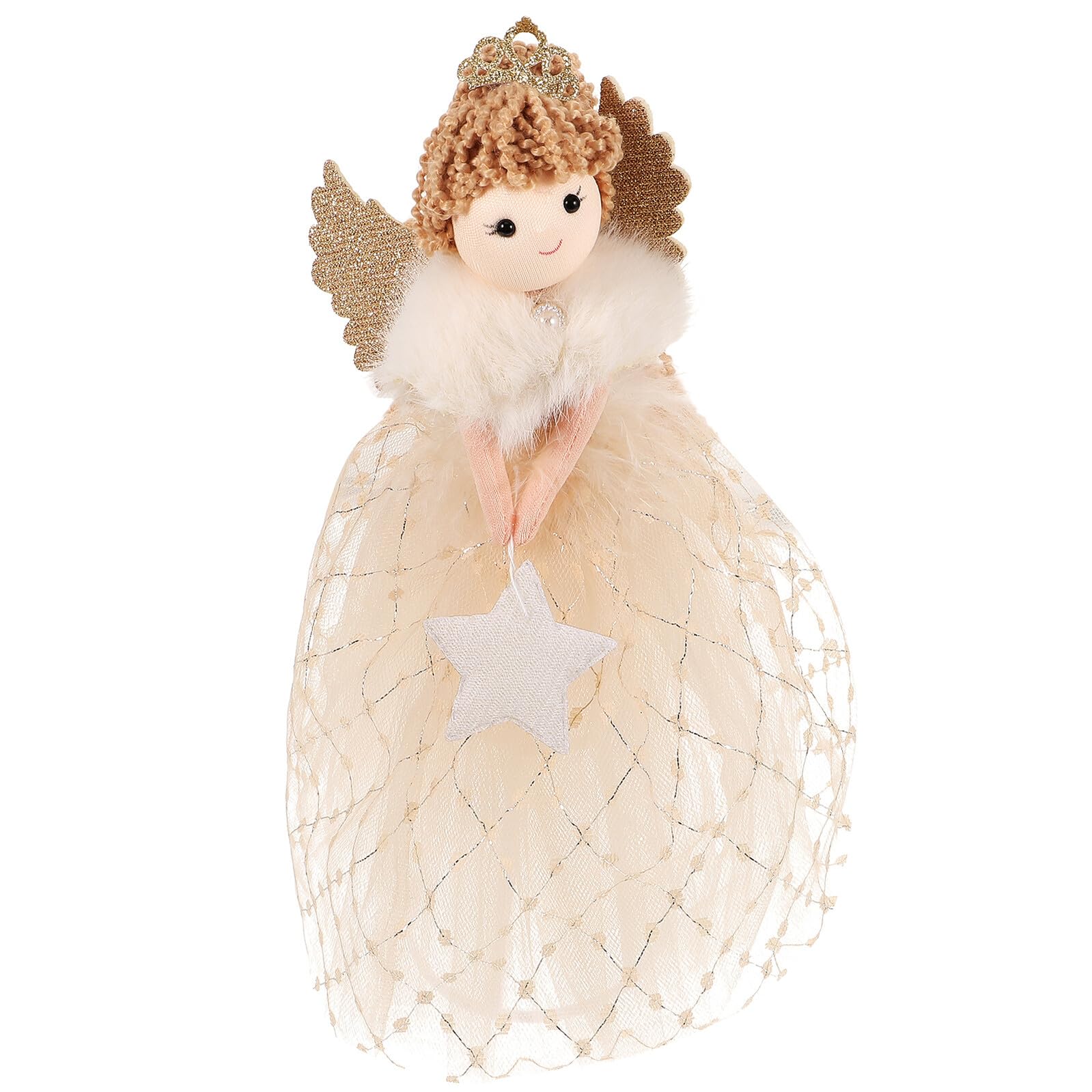 Estrella Tope Árbol Navidad Decoración Escultura Navideña de Angel Pequeña Figura de Ángel para Decoración Mesa Escritorio Adorno Tope Arbol Navidad de Angel