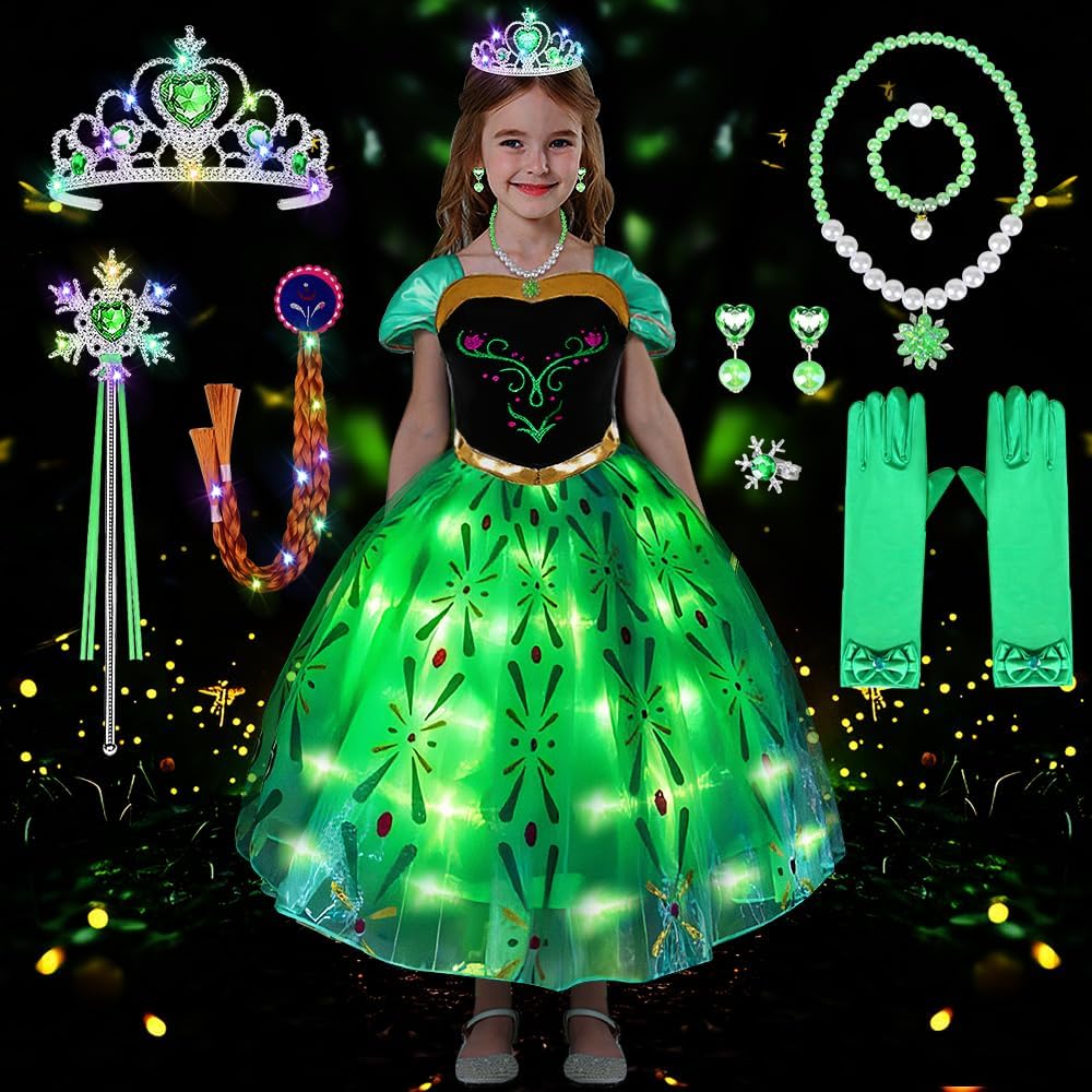 TOLOYE Princess Dresses for Girls, Light Up Anna Dominican Republic | Ubuy