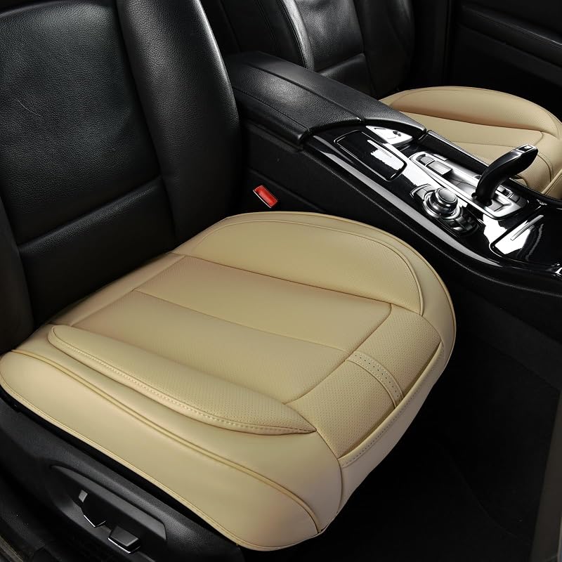 Kit com 2 Capas para Banco Dianteiro de Carro em Couro Sintético Bege Amarelo-Quente HOMOSTARRY HS 99
