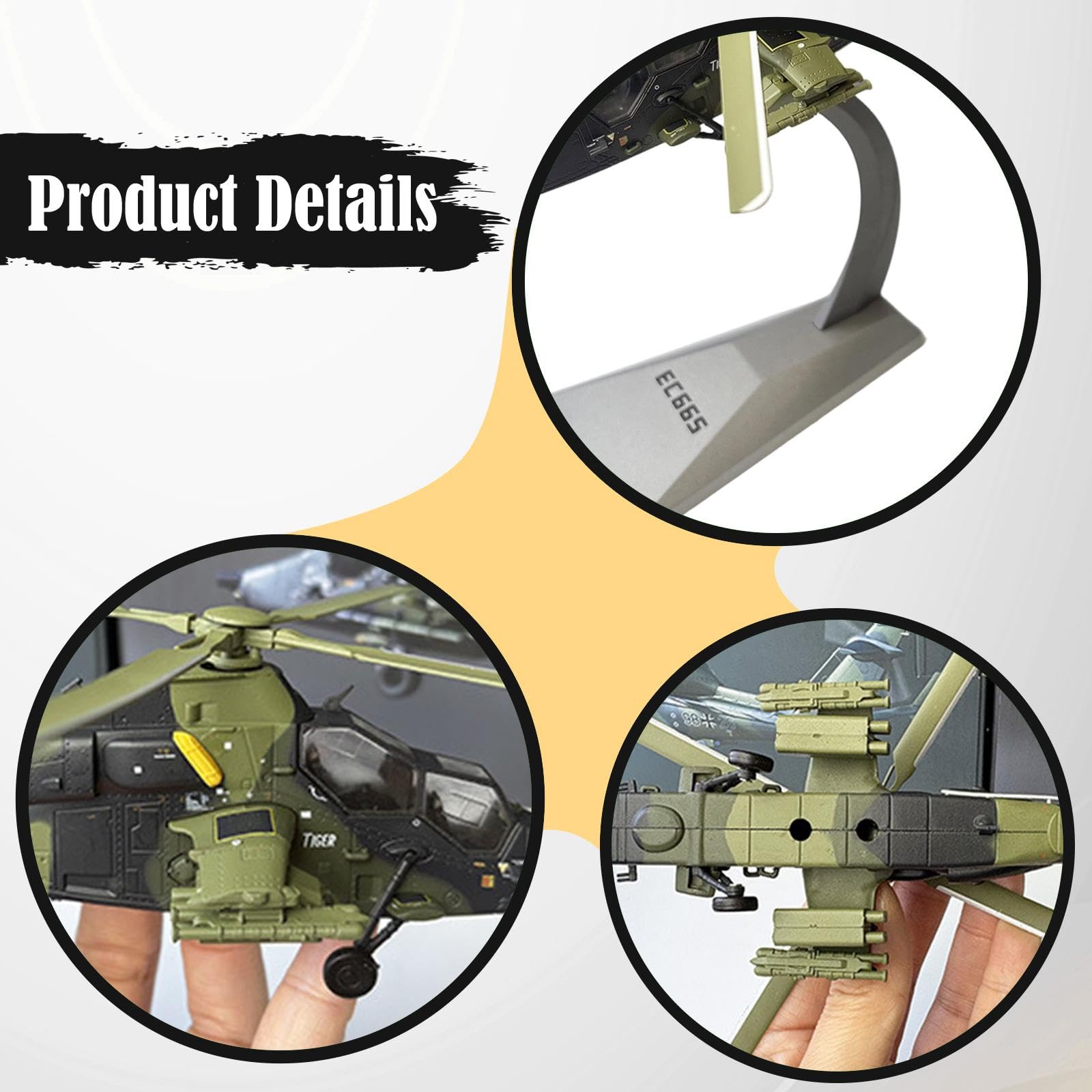 Colección de Modelos de Helicópteros EC665 a Escala 1:72 con Base para Cafeterías, Hogares Y Dormitorios.