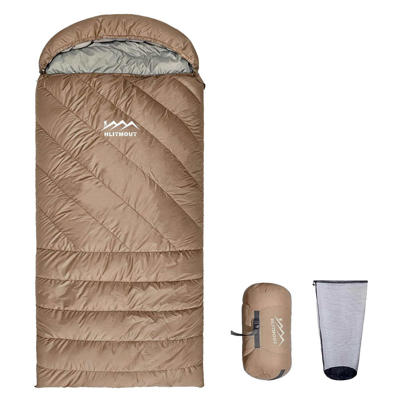 Sacco a Pelo in Piuma, 230cm x 100cm, sacco a pelo extra largo e lungo per 3-4 Stagioni, Leggero e Compatto, per Adulti e Bambini, Campeggio ed Escursionismo