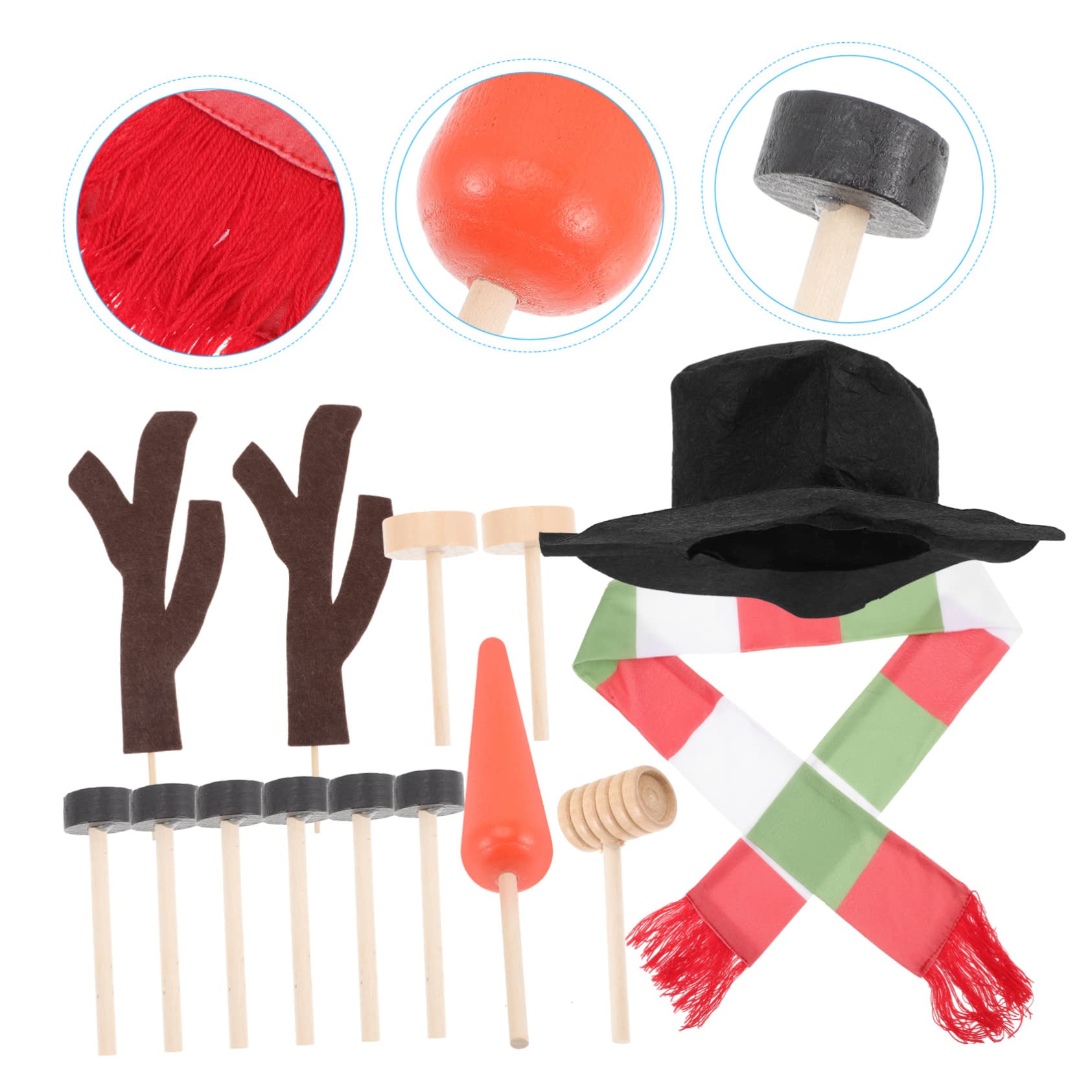 IMIKEYA 3 Sätze DIY Schneemann Dekorationsset Als Schneemann DIY Zubehör Schneemann, Der Stütze Verziert Weihnachtsschneemann Dekorationsset Weihnachts-schneemann-bausatz Hölzern
