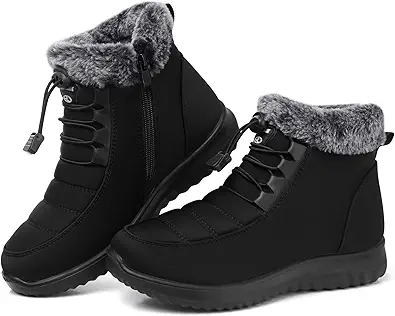 SHIBEVER Winter Boots for Women Snow: Fur Lined Warm Ankle Boots