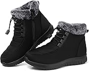 SHIBEVER Winter Boots for Women Snow: Fur Lined Warm Ankle Boots - Adjustable Water Resistant Outdoor Zipper Snow Shoes