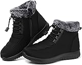 SHIBEVER Winter Boots for Women Snow: Fur Lined Warm Ankle Boots - Adjustable Water Resistant Outdoor Zipper Snow Shoes