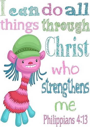Miniatura 4 de Trolls Christian Nursery Decor Set of 4 Unframed Prints - Poppy, Dj Suki, Cooper and Smidge with Bible Verses