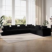 Novilla 141" Modular L-Shaped Sectional Sofa with SmartS Coil Support, 6-Seat Cloud Couch, No Assembly Required - Black