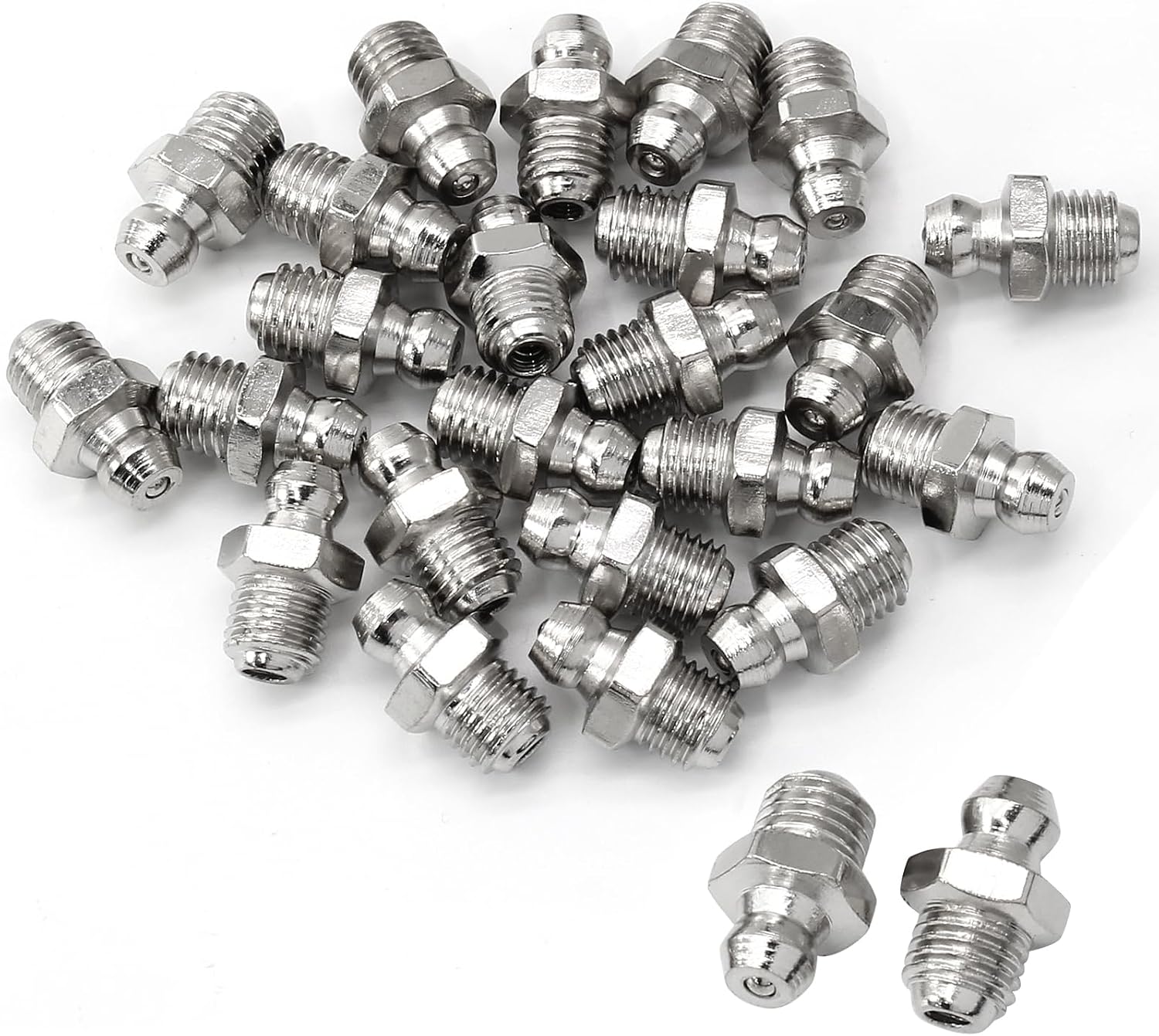 20pcs M10 Straight Hydraulic Grease Fitting Assortment Kit Zerk Fitting Nipple Nozzle 10mm x 1mm Male Thread