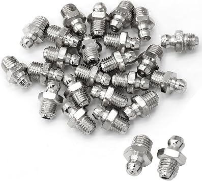 25pcs 8mm x 1mm M8 Male Thread Straight Hydraulic Grease Fitting Assortment Kit Zerk Nipple Nozzle Fittings for Excavators