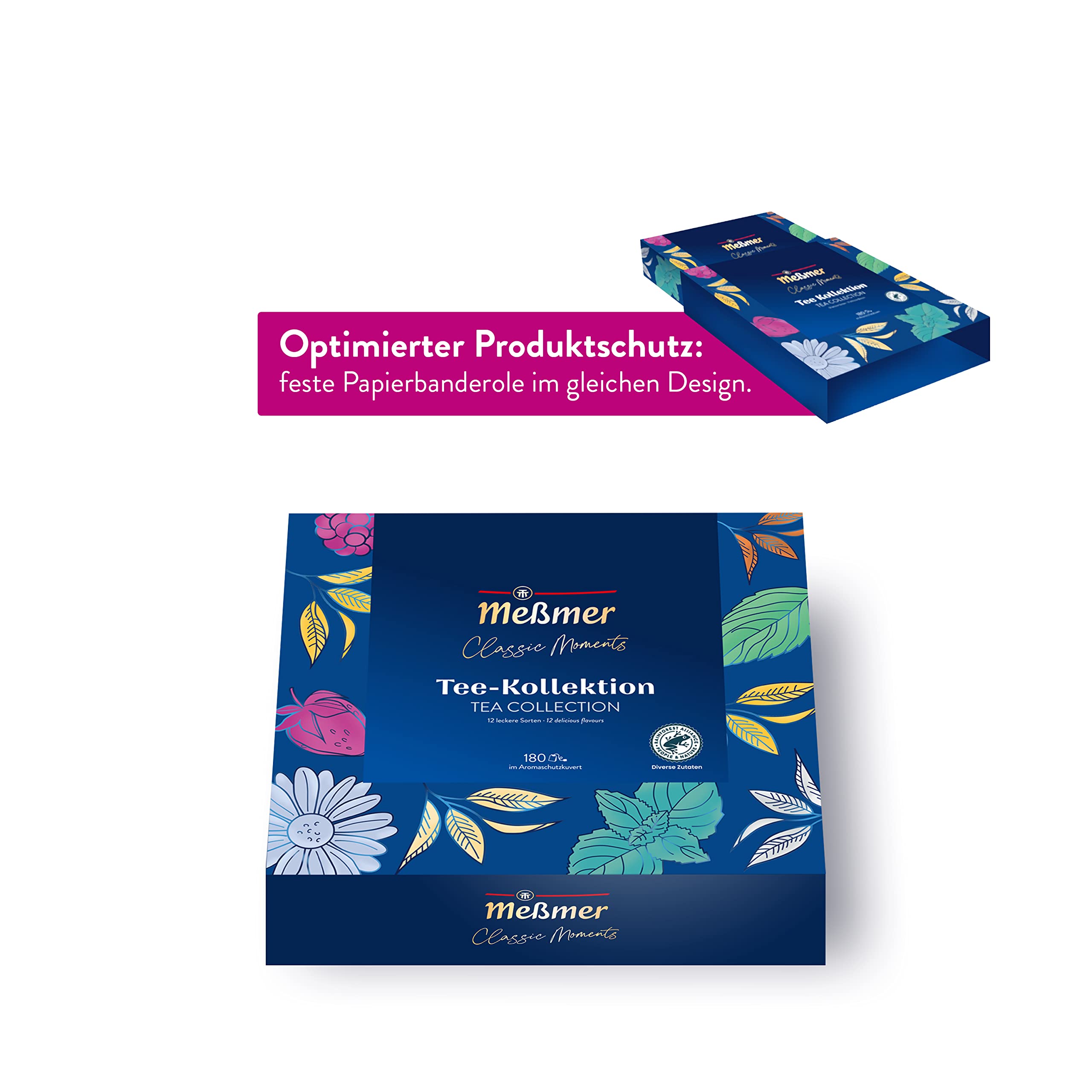 Meßmer Collection Box | 12 der beliebtesten Meßmer Teesorten in 180 Teebeuteln | Jetzt mit hochwertiger Banderole | das perfekte Tee Geschenk | Kräutertee, Schwarzer Tee, Grüner Tee, Früchtetee