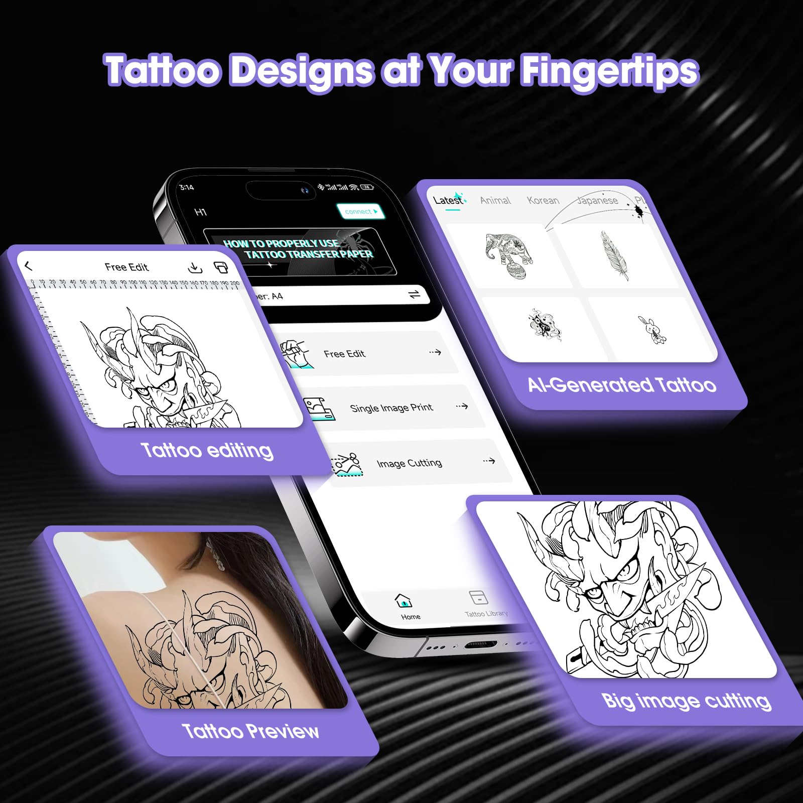 INKin Kit Tatuaje, Maquina Tatuar Inalambrica con 4.2mm Stroke y Batería de 1600mAh, Maquina de Tatuar Kit Completo con Impresora Bluetooth, Tinta Tatuaje,Agujas Tatuaje para Tatuadores