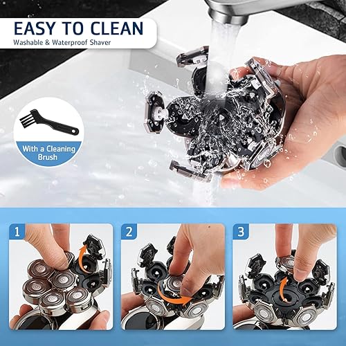 Miniatura 4 de Afeitadoras de cabeza para hombres calvos, afeitadora de cabeza calva 6 en 1 mejorada 8D, afeitadoras de cabeza calva impermeables para hombres, uso