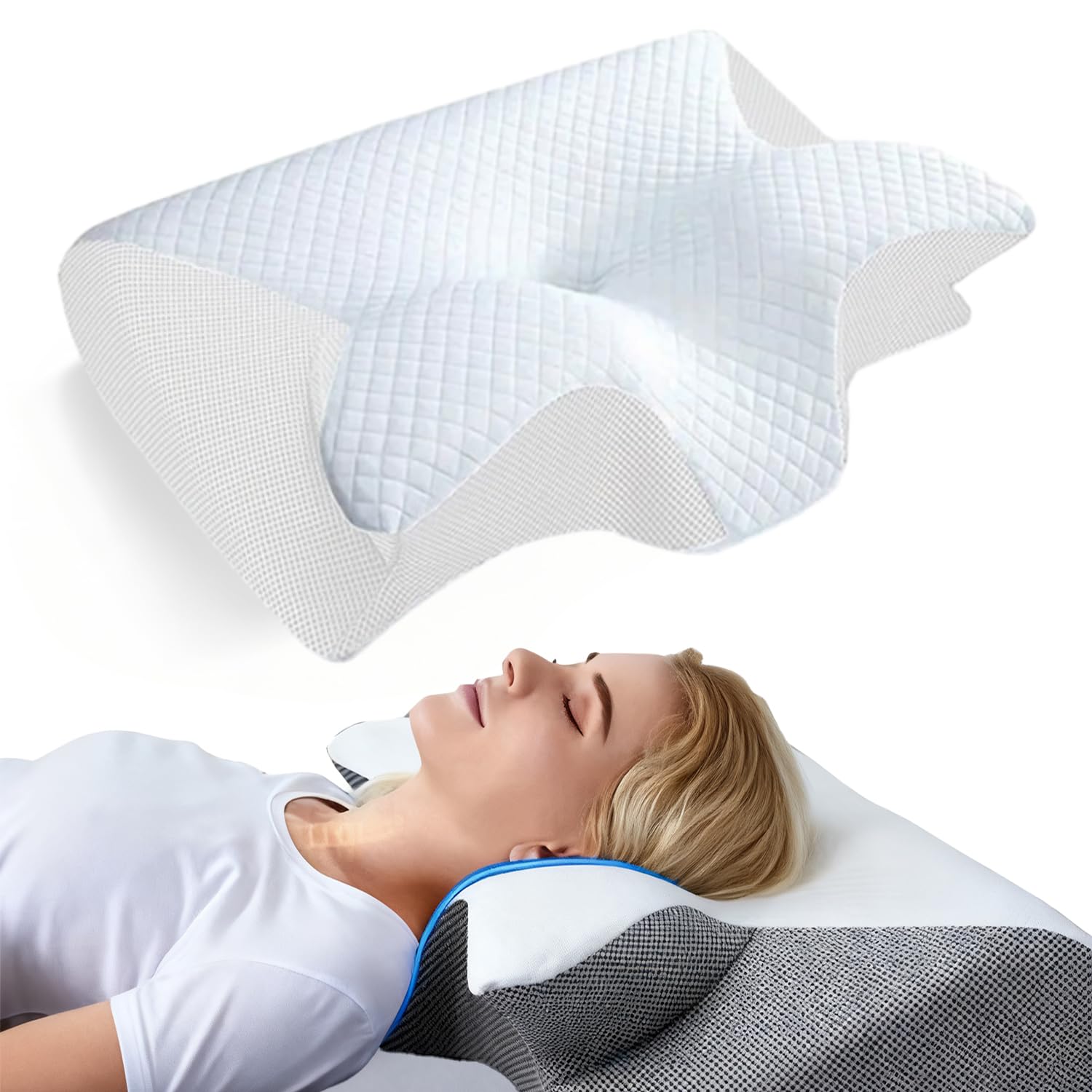 Airway Pro Sleep Apnea Relief Pillow, Airway Pro Cervical Pillow, Ergonomic Adjustable Neck Support Memory Foam Orthopedic Deep Sleep Pillows,