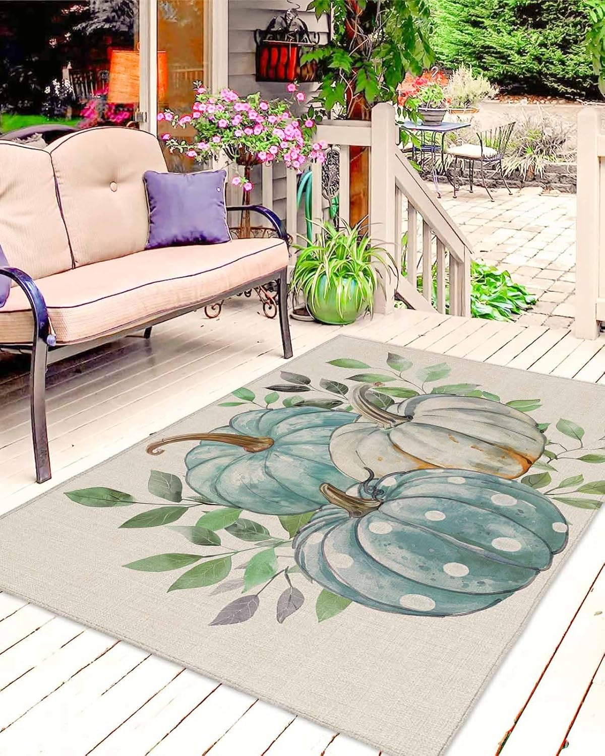 Amazon.com: Turquoise Blue Fall Outdoor Rug,4x6 Feet Outdoor Plastic ...