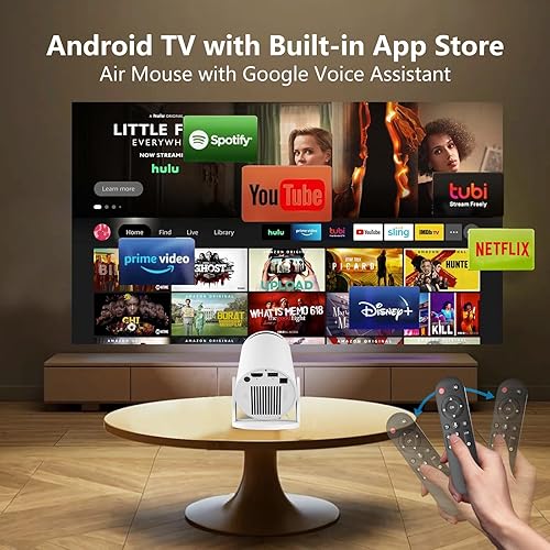 Miniatura 3 de JREN Mini proyector Android portátil con WiFi y Bluetooth, proyector inteligente con Keystone automático, proyector de películas al aire libre para