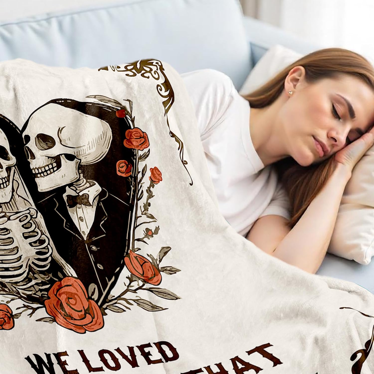 Nuowagify Anniversary Blanket 60"x50", Skeleton Couple Gifts for Him Her