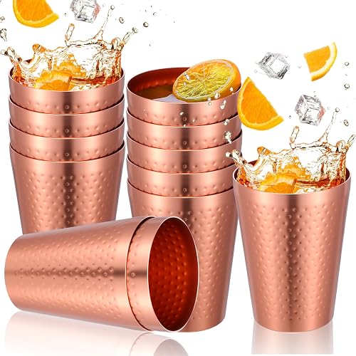 Molain 12 Pcs Aluminum Drink Cups, 14 oz Copper Water Tumblers Glasses Stachable Metal Drinking Cup Resuable Camping Mugs for Hot and Cold Beverages Wine Coffee Party Wedding Birthday