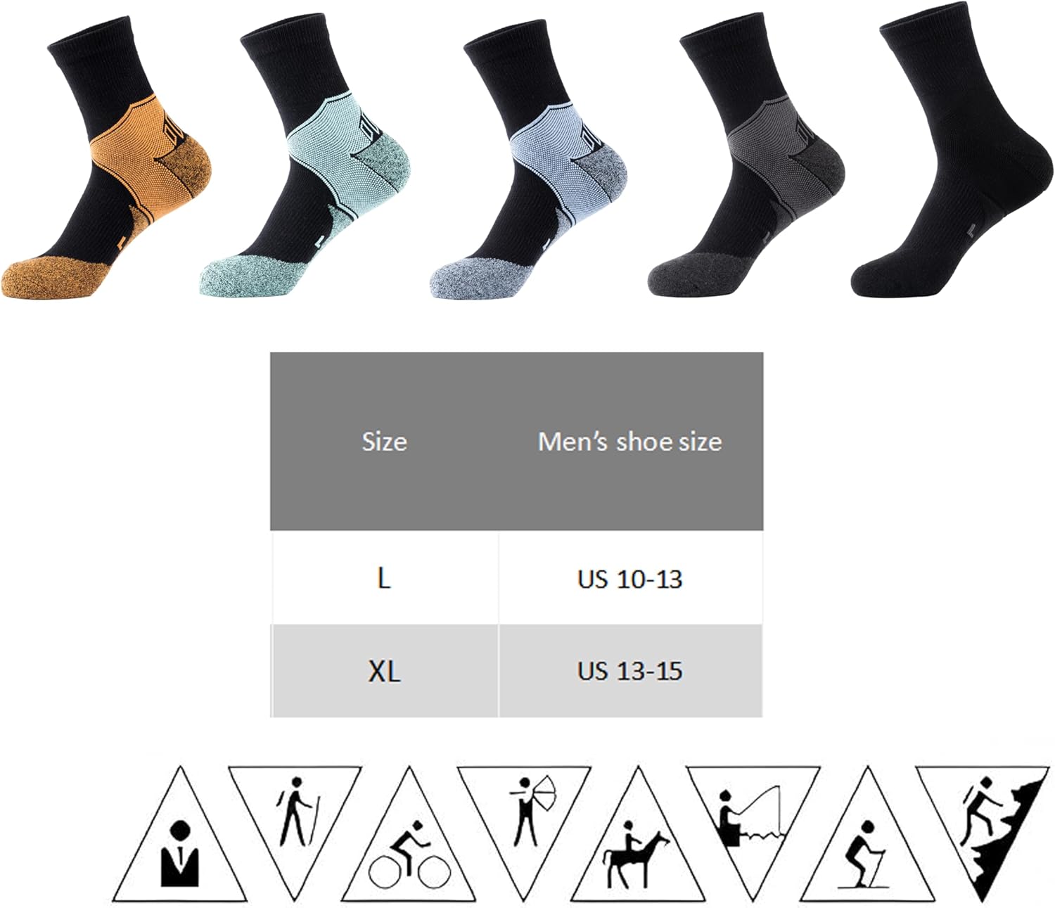 GLENMEARL Mens Athletic Socks, 5 Pairs Cotton Crew Socks For Men,Moisture Wicking Athletic Socks for Hiking Sports Running - Image 8