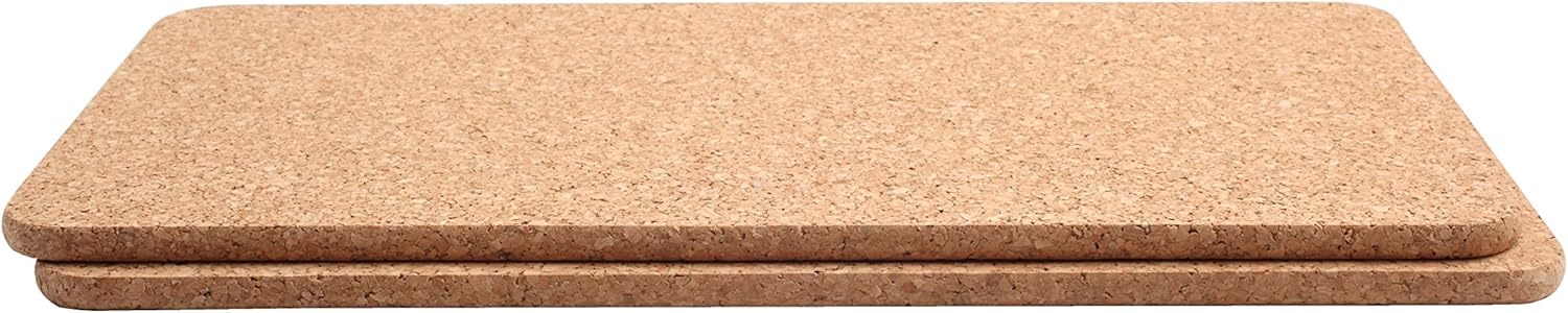 T&G Set x 2 Rect. Hot Pot Stands in Natural Cork.40x20cm