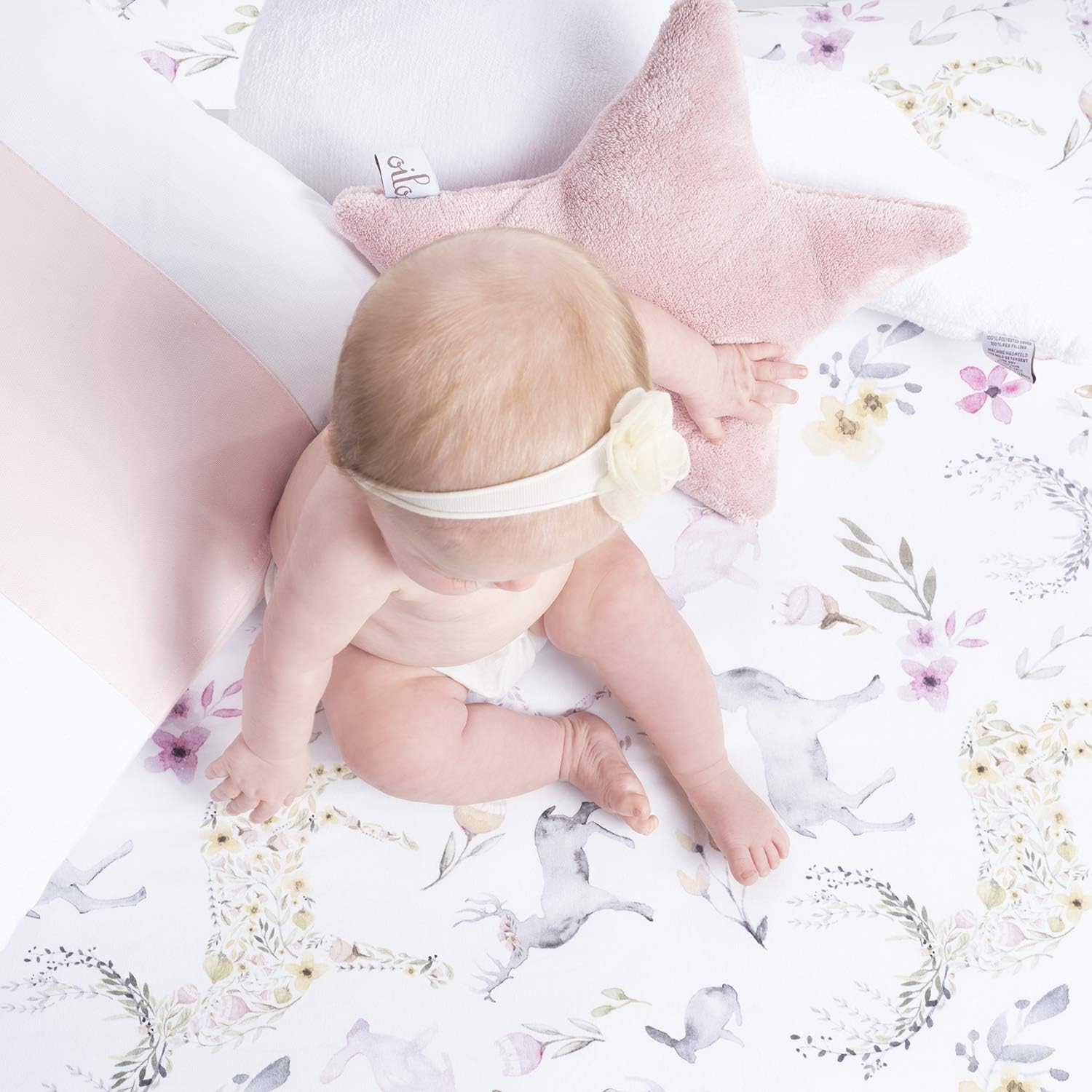 Oilo Crib Sheet, Breathable, Fitted, Turkish Cotton Jersey, 300 Thread Count, Machine Washable, Fits Standard Crib (28" x 52" x 6"), Toddler Bedding, Girl, Boy, & Neutral Nursery Design, Woodland Fawn