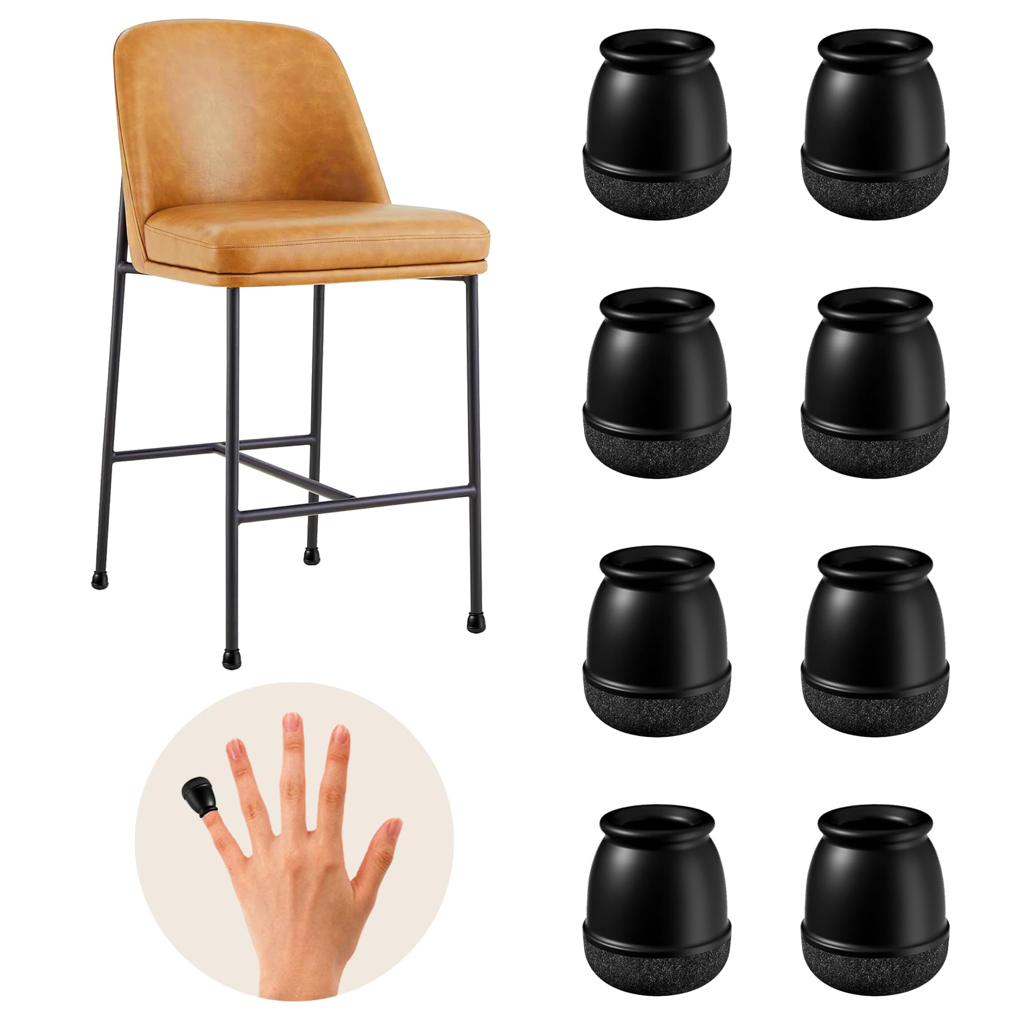 MOYOHIM 20Pcs Black Extra Small Skinny Chair Leg Floor Protectors